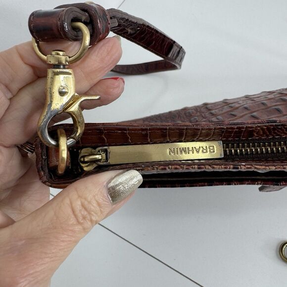 Brahmin Pecan All Day Melbourne Crocodile Embossed Leather Crossbody Bag * Read - Picture 4 of 9